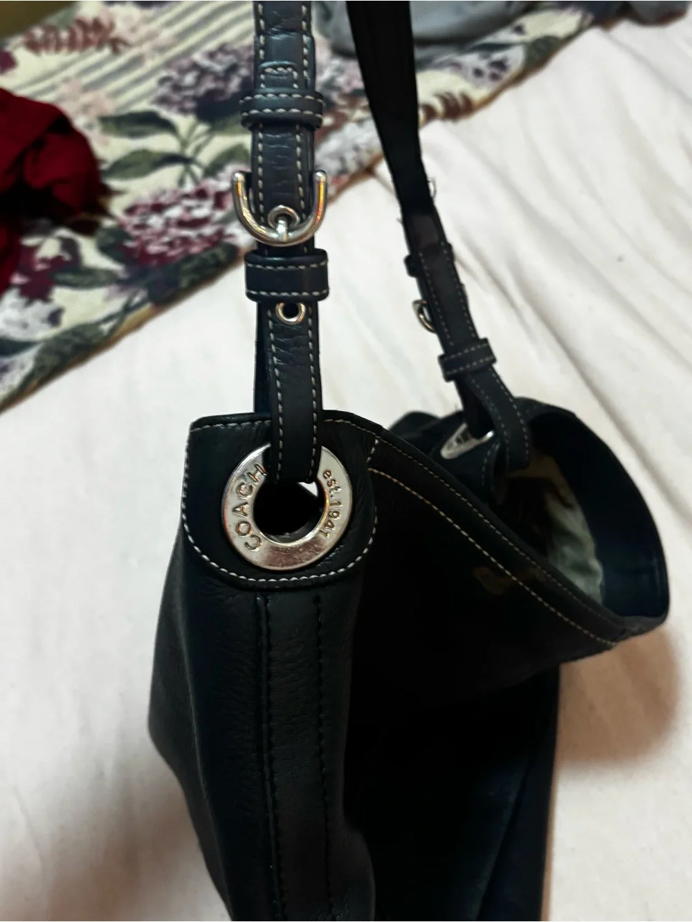 Coach Black Pebbled Leather Hobo Shoulder Bag
